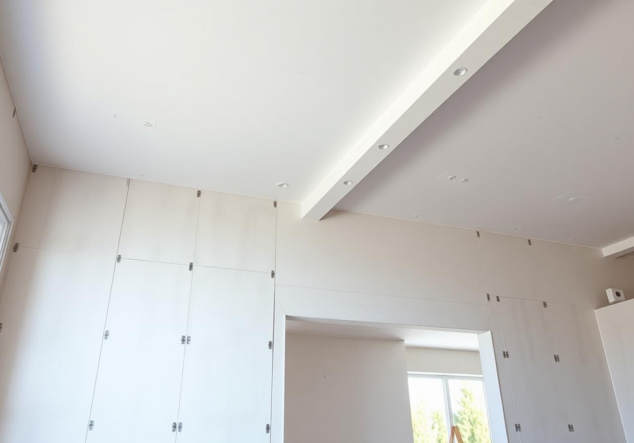 Nieuw geplaatste gyproc wand en plafond